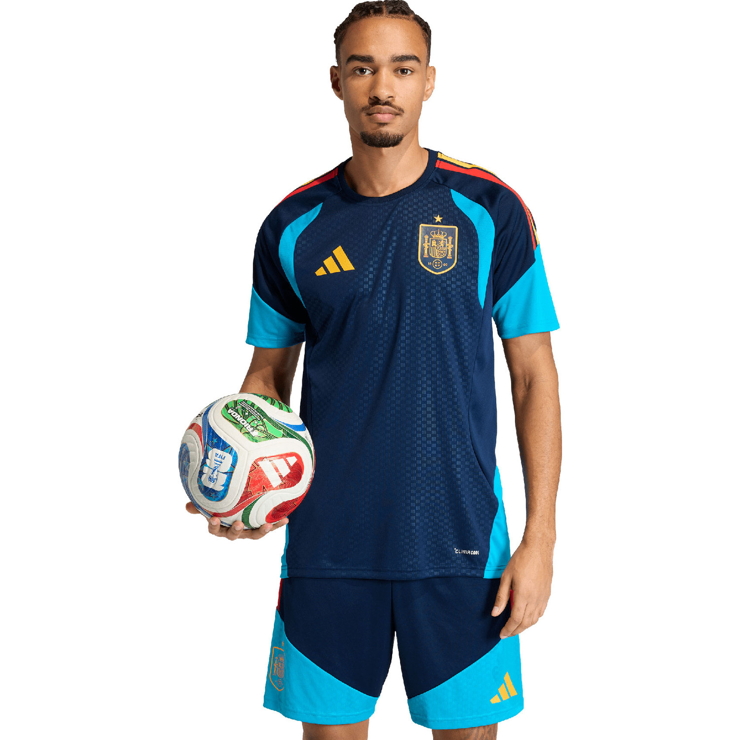 Camisa Seleção Espanha Treino Copa do Mundo 206 Masculina Modelo Torcedor Azul
